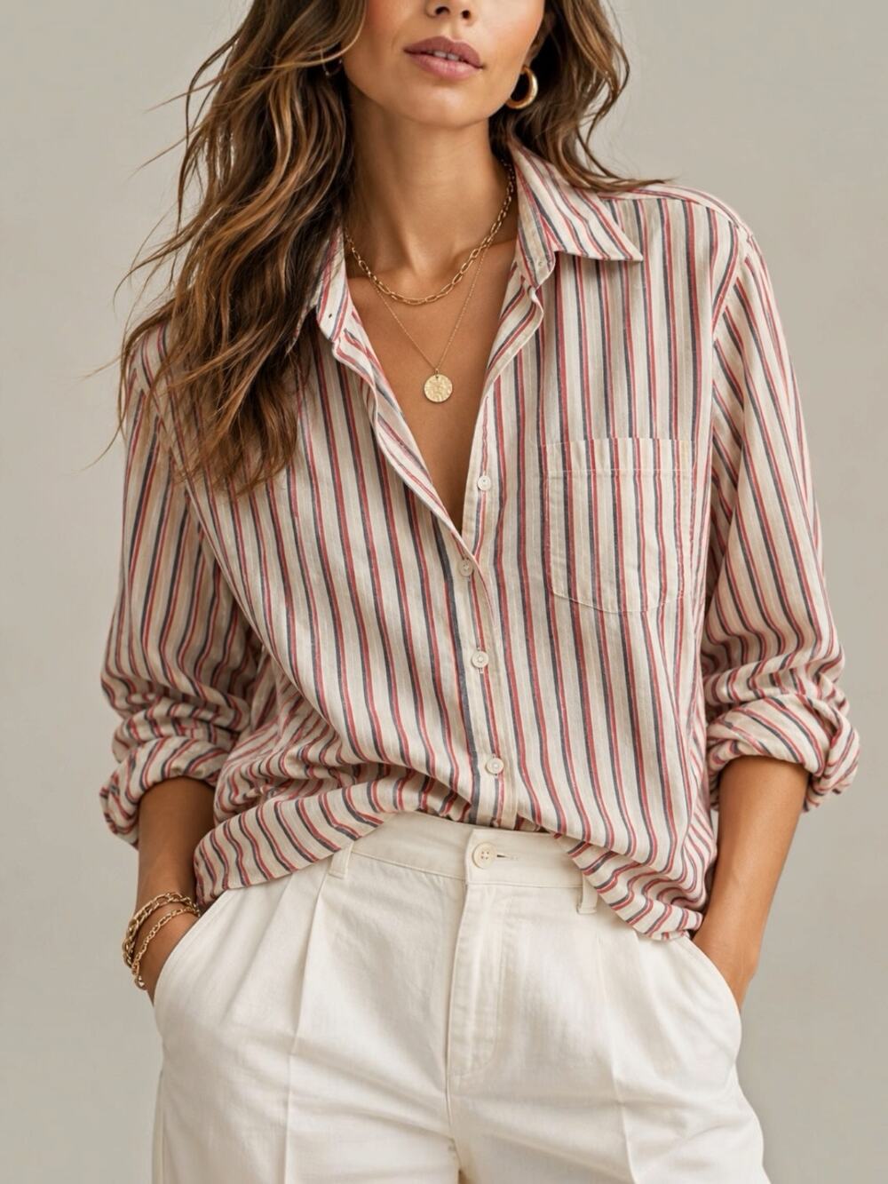 Grayson The Hero Striped Button Down Shirt 03 Medium Cotton Relaxed Fit